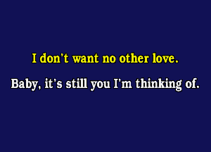 I don't want no other love.

Baby. it's still you I'm thinking of.