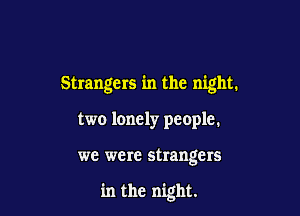 Strangers in the night.

two lonely people.
we were strangers

in the night.
