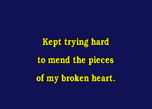 Kept trying hard

to mend the pieces

of my broken heart.