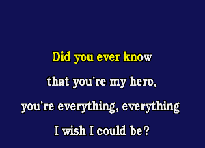 Did yOu ever know
that you're my hero.
you're everything. everything

I wish I could be?