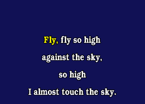 Fly. fly so high

against the sky.
50 high

Ialmost touch the sky.