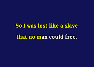 So I was lost like a slave

that no man could free.