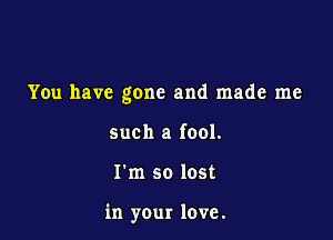 You have gone and made me

such a fool.
I'm so lost

in your love.