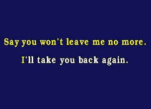 Say you won't leave me no more.

I'll take you back again.