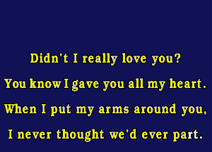 Didn't I really love you?
You knowI gave you all my heart.
When I put my arms around you,

I never thought we'd ever part.