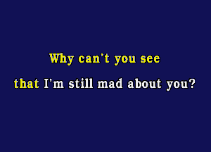 Why can't you see

that I'm still mad about you?