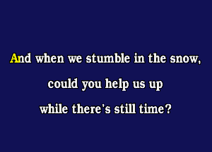 And when we stumble in the snow.
could you help us up

while there's still time?