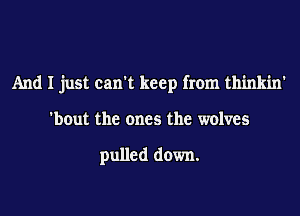 And I just can't keep from thinkin'
'bout the ones the wolves

pulled down.