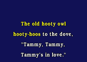 The old hooty owl

hooty-hoos to the dove.

Tammy. Tammy.

Tammy's in love.