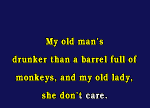My old man's
drunker than a barrel full of
monkeys. and my old lady.

she don't care.
