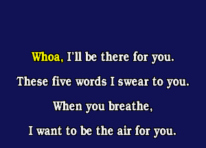 Whoa. I'll be there for you.
These five words I swear to you.
When you breathe.

I want to be the air for you.
