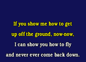 If you show me how to get
up off the ground. now-now.
I can show you how to 11y

and never ever come back down.