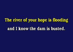 The river of your hope is flooding

and I know the dam is busted.