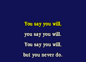 You say you will.

you say you will.

You say you will.

but you never do.