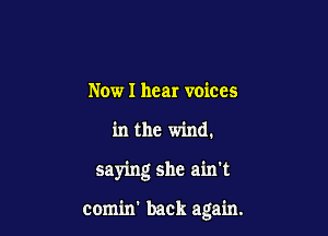 Now I hear voices

in the wind.

saying she ain't

comin' back again.