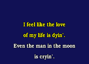 Heel like the love

of my life is dyin'.

Even the man in the moon

is Cryin'.