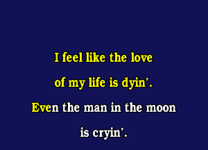 Heel like the love

of my life is dyin'.

Even the man in the moon

is Cryin'.
