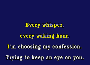Every whisper,
every waking hour.
I'm choosing my confession.

Trying to keep an eye on you.