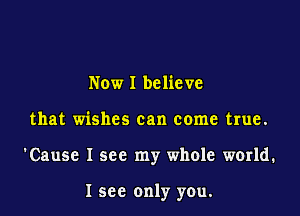 Now I believe

that wishes can come true.

'Cause I see my whole world.

I see only you.