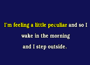 I'm feeling a little petuliar and so I
wake in the morning

and I step outside.