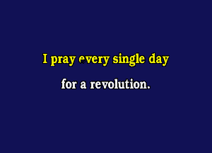 I pray every single day

for a revolution.