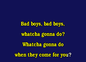 Bad boyS. bad boys.
whatcha gonna do?

Whatcha gonna do

when they come for you?