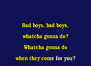 Bad boyS. bad boys.
whatcha gonna do?

Whatcha gonna do

when they come for you?