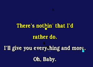 There's notcin that I'd

rather do.

I'll give you everywhing and moni.

Oh. Baby.