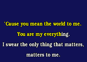 'Cause you mean the world to me.
You are my everything.
I swear the only thing that matters.

matte IS to me .