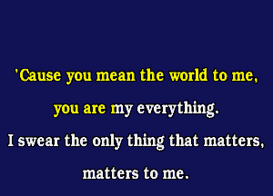 'Cause you mean the world to me.
you are my everything.
I swear the only thing that matters.

matte IS to me .