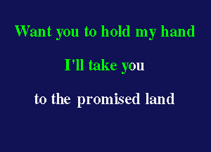Want you to hold my hand

I'll take you

to the promised land