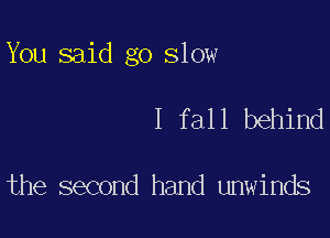 You said go slow

I fall behind

the second hand unwinds