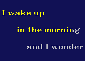 I wake up

in the morning

and I wonder