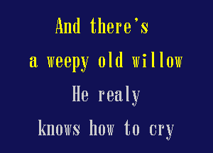 And there s
a weepy old willow

He realy

knows how to cry