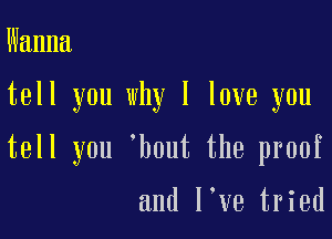 Wanna

tell you why I love you

tell you 'bout the proof

and love tried