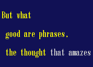 But what

good are phrases.

the thought that amazes