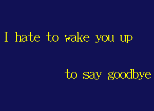 I hate to wake you up

to say goodbye