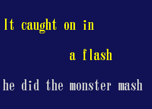 It caught on in

a flash

he did the monster mash