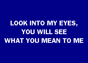 LOOK INTO MY EYES,
YOU WILL SEE
WHAT YOU MEAN TO ME