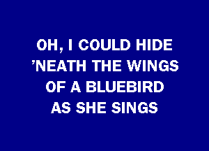 OH, I COULD HIDE
WEATH THE WINGS

OF A BLUEBIRD
AS SHE SINGS