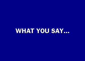 WHAT YOU SAY...