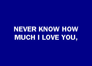 NEVER KNOW HOW

MUCH I LOVE YOU,