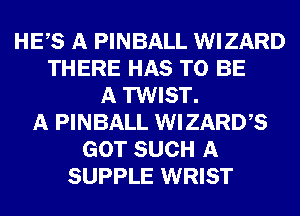 HEAS A PINBALL WIZARD
THERE HAS TO BE
A TWIST.
A PINBALL WIZARDAS
GOT SUCH A
SUPPLE WRIST
