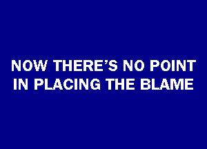 NOW THERES N0 POINT
IN PLACING THE BLAME