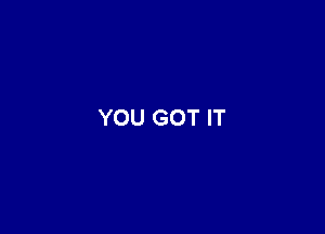 YOU GOT IT