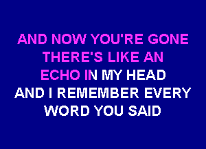 AND NOW YOU'RE GONE
THERE'S LIKE AN
ECHO IN MY HEAD

AND I REMEMBER EVERY
WORD YOU SAID