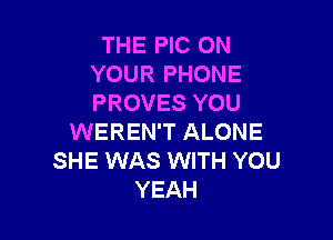 THE PIC ON
YOUR PHONE
PROVES YOU

WEREN'T ALONE
SHE WAS WITH YOU
YEAH