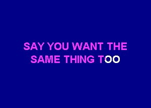 SAY YOU WANT THE

SAME THING T00