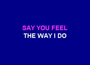 SAY YOU FEEL

THE WAY I DO