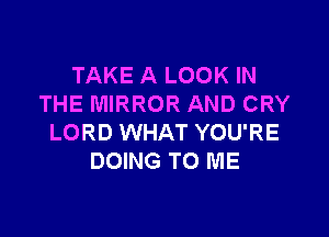 TAKE A LOOK IN
THE MIRROR AND CRY

LORD WHAT YOU'RE
DOING TO ME